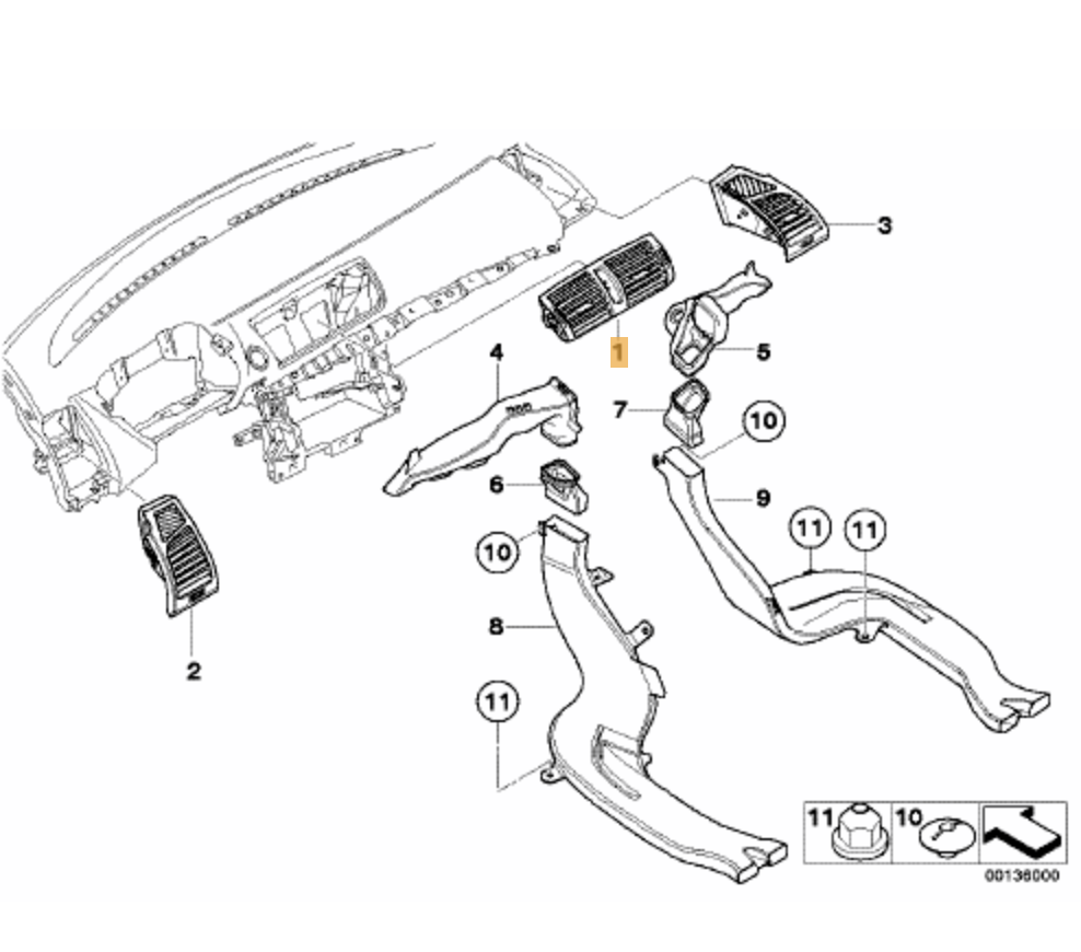 Salida De Aire Fresco (Izquierdo/derecho/central) Para Bmw Serie 1 E81 E87 E88 E82. Original