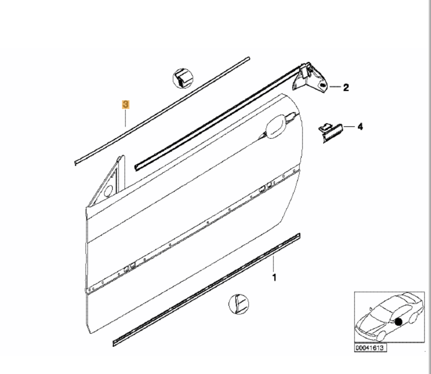 Junta Goma Inferior Cristales Delanteros Bmw E46 Coupe / M3. Original De Recambios