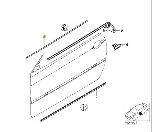 Junta Goma Inferior Cristales Delanteros Bmw E46 Coupe / M3. Original De Recambios