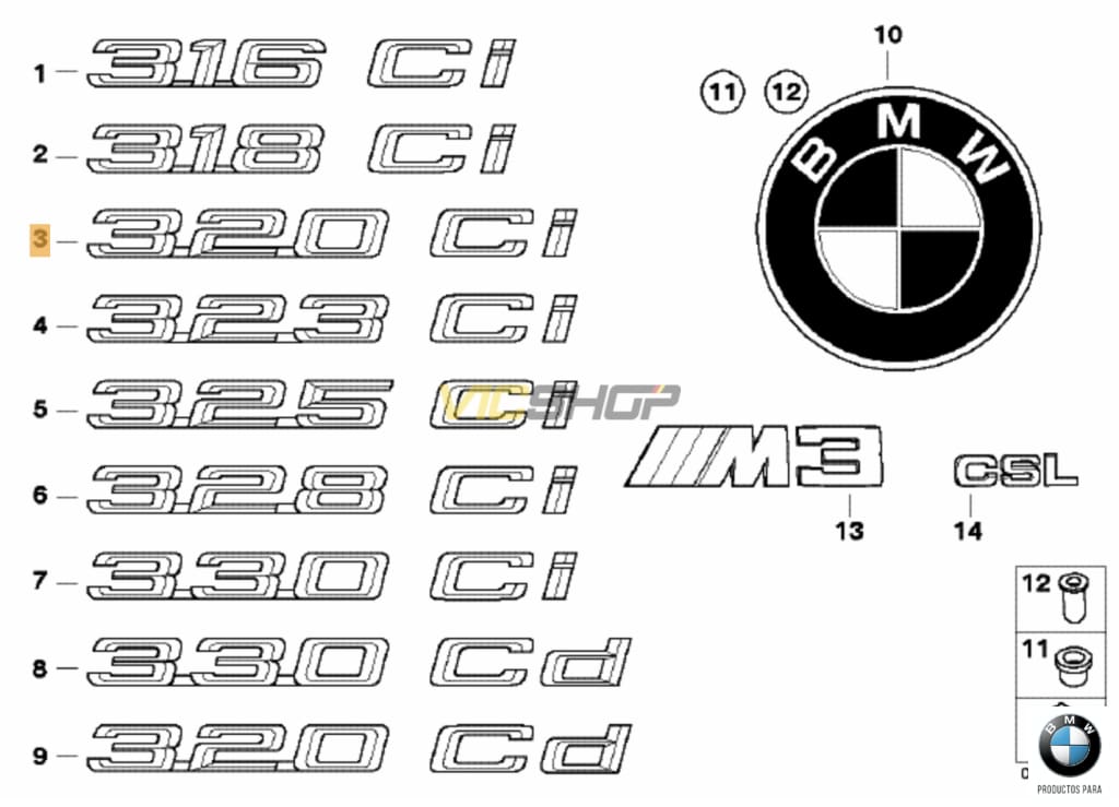 Emblema Adhesivo Trasero E46 - 320Ci Original De Bmw Recambios