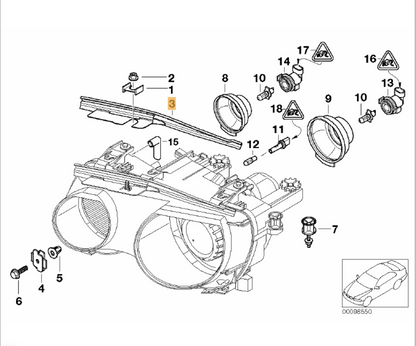 Goma/junta/moldura Superior Faro Delantero Bmw E46. Original Compact / Pre Conductor Recambios