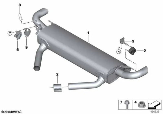 Rear silencer with exhaust valve for BMW G05, G06 (OEM 18307935439). Original BMW