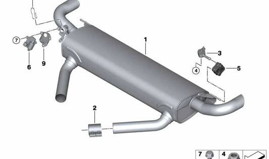 Rear silencer with exhaust valve for BMW G05, G06 (OEM 18307935446). Original BMW.