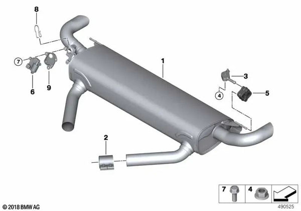 Silenciador trasero con válvula de escape para BMW G05, G06 (OEM 18307935439). Original BMW