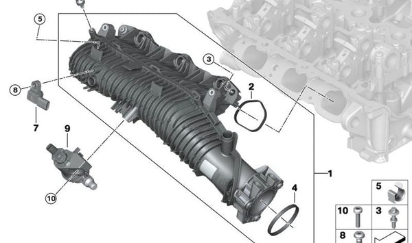 Sistema de Admisión para BMW Serie 1 F70, Serie 2 U06, X1 U11, X2 U10, MINI F65, F66, U25 (OEM 11618487588). Original BMW