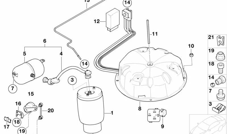 Módulo de control del sistema de aire OEM 37146874414 para BMW E39, E53. Original BMW.