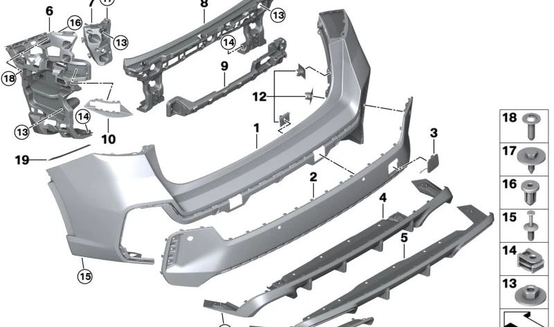 Difusor trasero inferior OEM 51125A4FFD5 para BMW U11, U12. Original BMW.