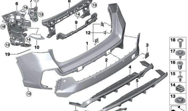 Carcasa Paragolpes Imprimada trasera para BMW X1 U11, U12 (OEM 51125A4FFD3). Original BMW.