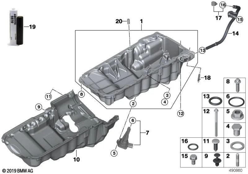 Cubierta Acústica para BMW Serie 5 G30, G31 Serie 6 G32 Serie 7 G11, G12 (OEM 11148571546). Original BMW