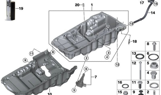 Cubierta acústica motor OEM 11148591458 para BMW G20, G21, G30, G31, G32, G11, G12. Original BMW