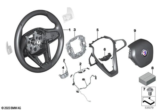 Placa del claxon para BMW X5 G05, G05N, X6 G06, X7 G07, G07N (OEM 32306880412). Original BMW