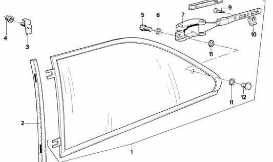 Rear window folding right (green) OEM 51361846492 for BMW E21. Original BMW.