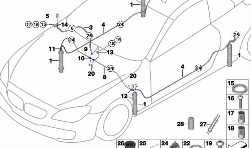 Tubo de presión OEM 71128420402 para BMW (Modelos compatibles: E60, E61, E63, E64, E83, E85, E86). Original BMW.