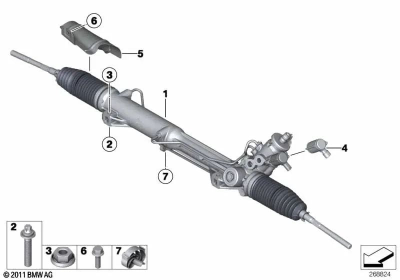 Cremallera de dirección hidráulica para BMW Serie 3 E90, E90N, E91, E91N, E92, E92N y X1 E84 (OEM 32105A41179). Original BMW