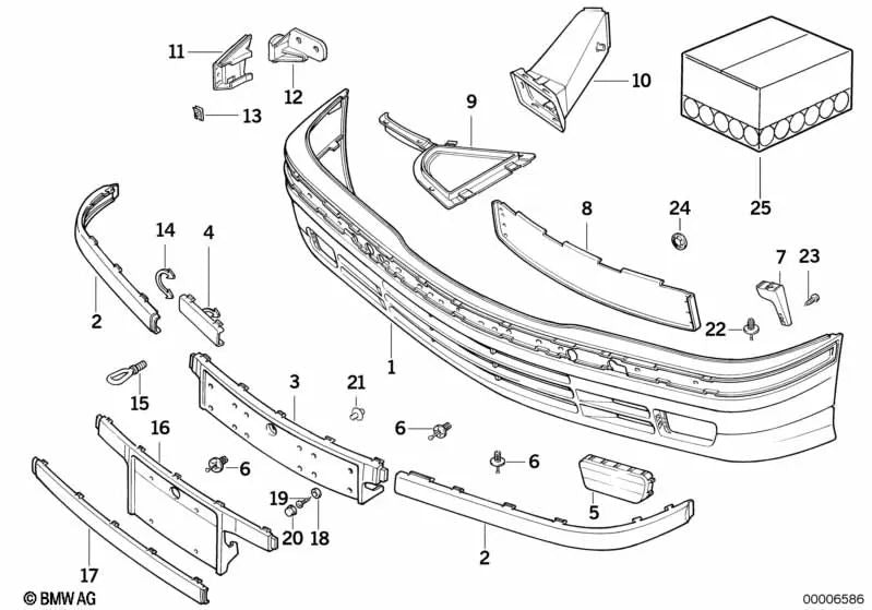 Revestimiento del parachoques delantero para BMW Serie 3 E36 (OEM 51118122313). Original BMW.