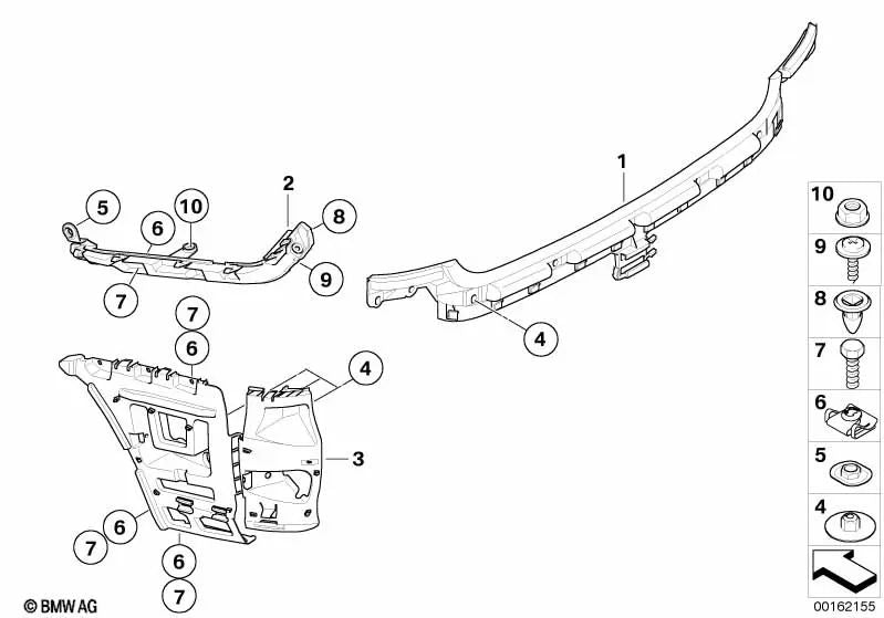 Guía izquierda para BMW Serie 1 E82 (OEM 51128051611). Original BMW.