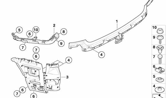 Guía derecha para BMW Serie 1 E82, E88 (OEM 51127170664). Original BMW