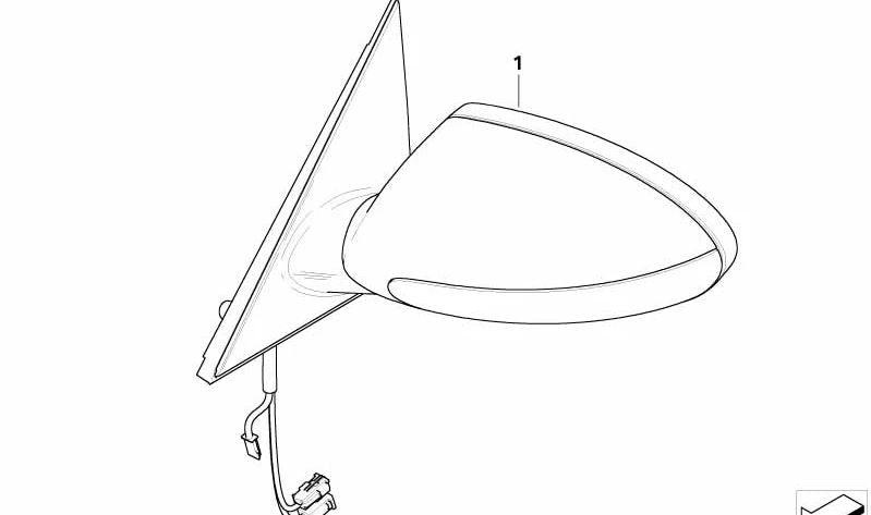 M Außenspiegel ohne grundiertes Glas rechts für BMW E63, E64 (OEM 51168051576). Original BMW