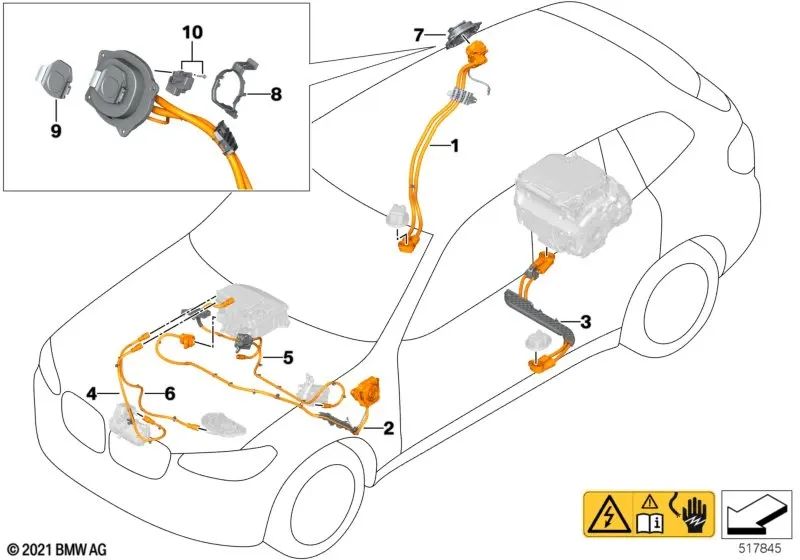 HV-Verkabelungs-Kombi-Ladegerät AC/DC für BMW E46, F30, F80 (OEM 61125A3CED1). Original BMW