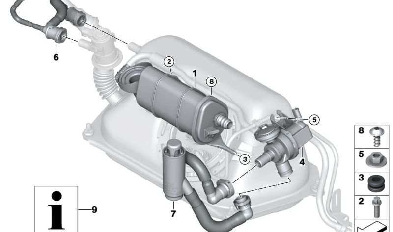 Tubo di ventilazione OEM 16137303951 per BMW I3 (I01). BMW originale.