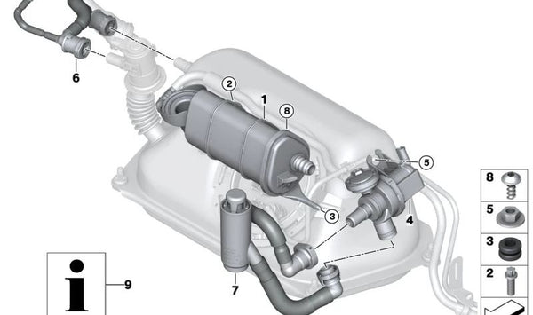 Tubo de ventilación OEM 16137303951 para BMW i3 (I01). Original BMW.