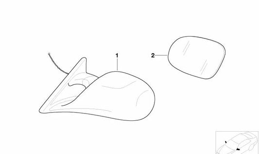 Miroir électrique chauffé gauche pour BMW E31 (OEM 51162253833). BMW d'origine