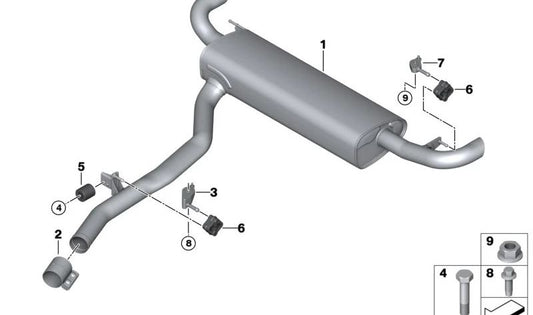 Silenciador trasero original BMW OEM 18308474325 para BMW G07 (X7). Compatible con todos los modelos de la serie X7 G07.