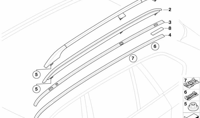 Right roof molding OEM 51137230374 for BMW E70. Original BMW.