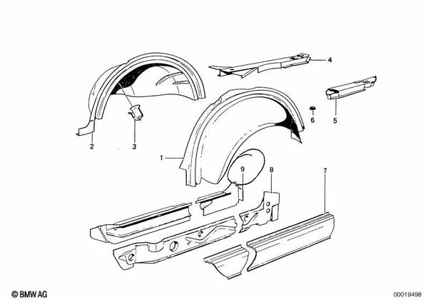 Larguero derecho para BMW E46, E53, F30 (OEM 41111814062). Original BMW