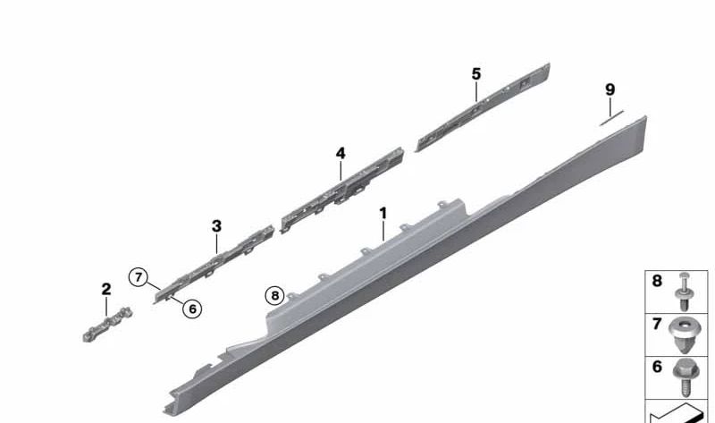 Faldón lateral derecho imprimado OEM 51777363396 para BMW F32, F33. Original BMW.