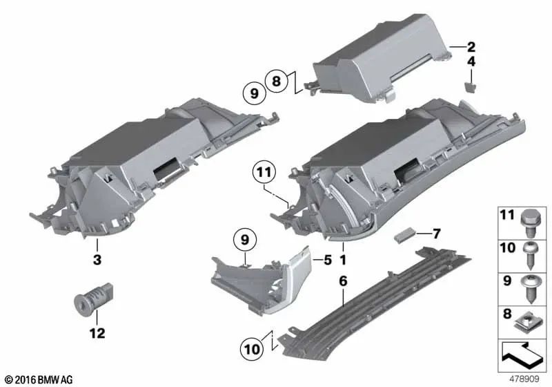 Guantera para BMW Z4 E89 (OEM 51169188676). Original BMW