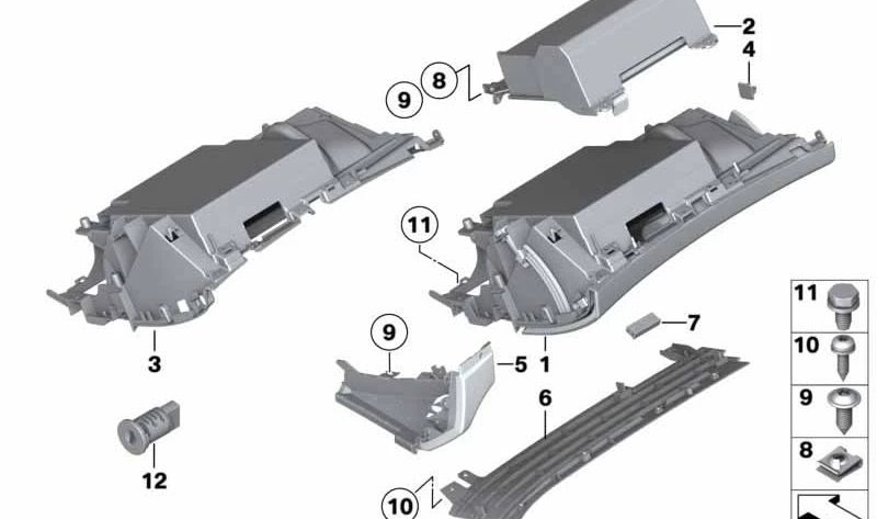 Guantera para BMW Z4 E89 (OEM 51169155908). Original BMW