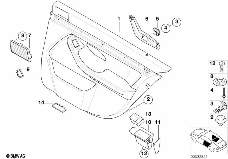 Rear left door trim for BMW 5 Series E39 (OEM 51427140067). Original BMW.