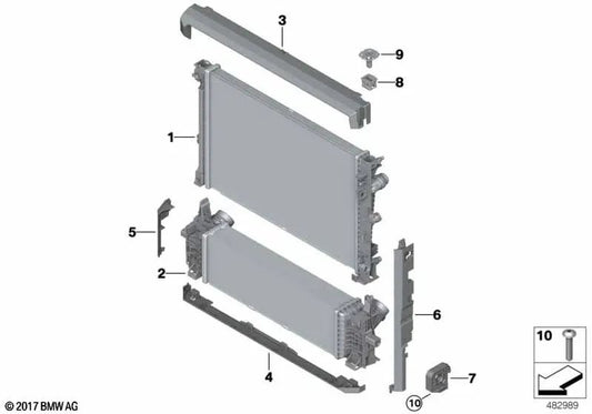 Radiador de refrigerante para BMW G05, G05N, G06, G06N, G07, G07N (OEM 17118472275). Original BMW