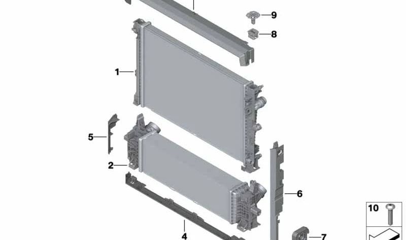 Radiador de refrigerante OEM 17118472274 para BMW G05, G06. Original BMW.