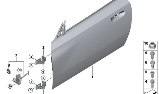 Restricción de puerta delantera izquierda para BMW Serie 2 G42, G87 (OEM 51219853677). Original BMW