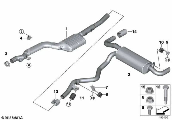 Embellecedor de Tubo de Escape Cromado para BMW Serie 3 G20, G21 (OEM 18308667479). Original BMW.