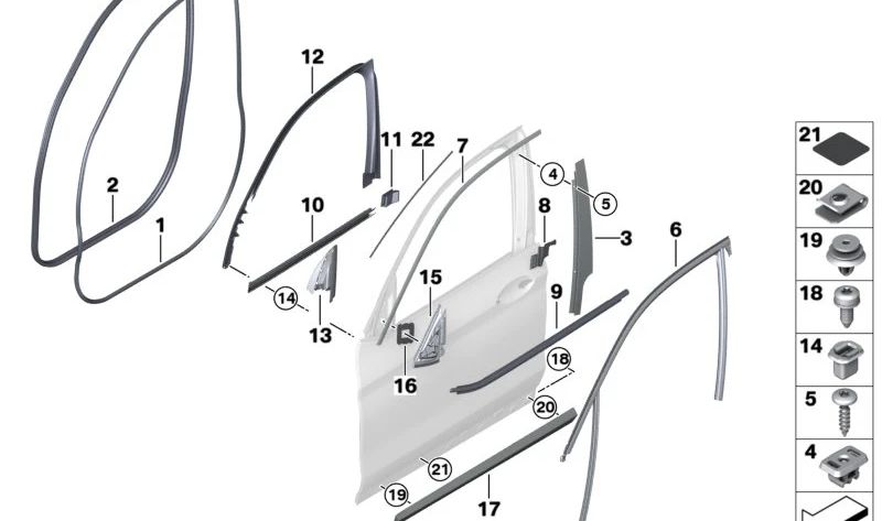 Moldura para puerta delantera derecha OEM 51139482538 para BMW G08 (Modelos compatibles). Original BMW