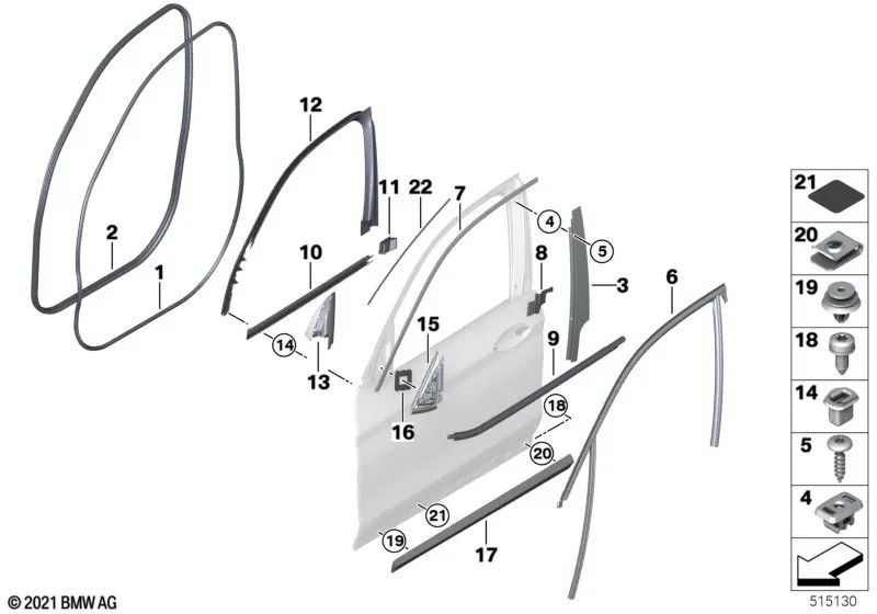 Moldura marco de ventana puerta delantera izquierda para BMW F97N, G01, G01N, G08, G08N (OEM 51337410017). Original BMW