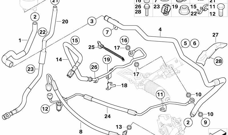 Tubo de Retorno para BMW Serie 5 E60, E61, Serie 6 E63, E64 (OEM 32416773986). Original BMW.