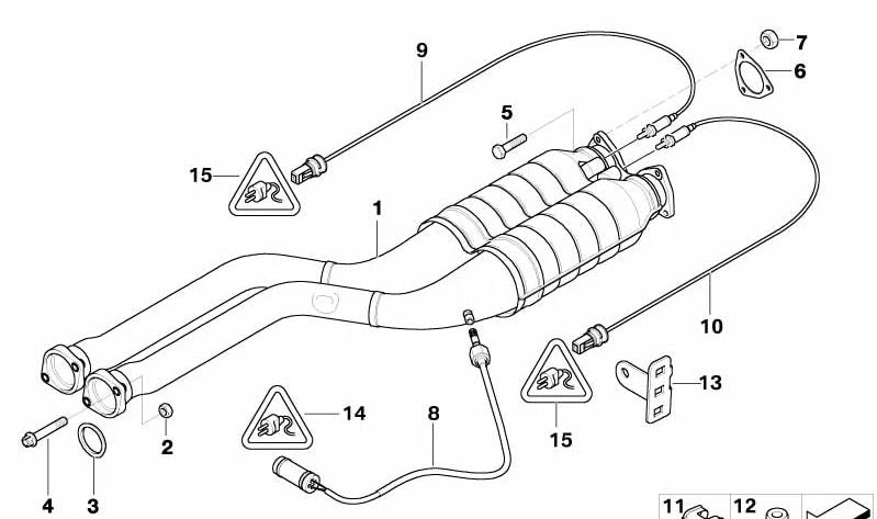 Exhaust gas temperature sensor for BMW E60, E61N, E63, E65, E86 (OEM 11787836452). Original BMW.