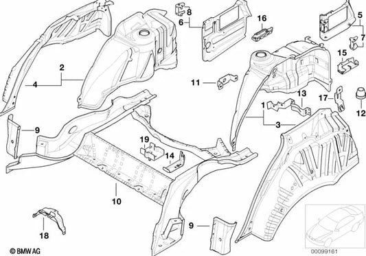 Soporte del silenciador trasero exterior izquierdo para BMW Serie 5 E39 (OEM 41112498325). Original BMW