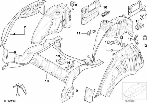 Radhaus exterior trasero izquierdo para BMW Serie 5 E39 (OEM 41148209485). Original BMW