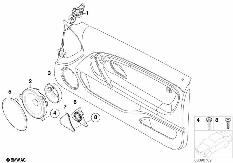 Altavoz derecho para BMW Serie 3 E46 (OEM 51416964086). Original BMW