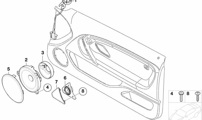 Hifi Right Midrange Speaker for BMW E46 (OEM 65136906856). Original BMW