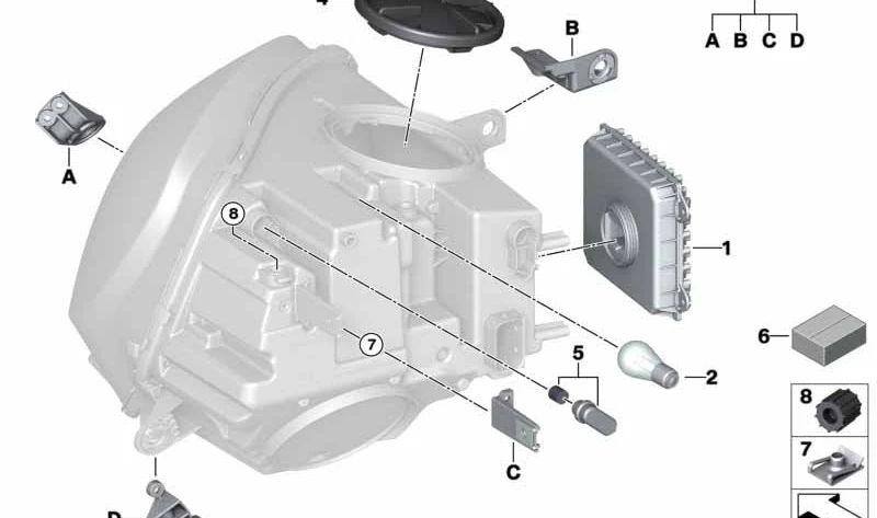 Steuergerät für Frontlichtelektronik für BMW 2er F45, F46, i I01, I12, I15, X1 F48, F49, MINI F54, F55, F56, F57, F60 (OEM 63117492089). Original BMW