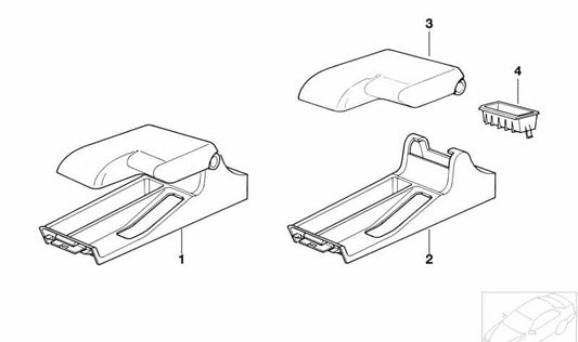 Reposabrazos consola central beige para BMW E36 (OEM 51165A733B8). Original BMW