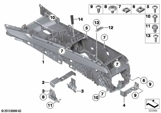 Soportes de Paneles Consola Central para BMW F01, F02, F04 (OEM 51169171243). Original BMW