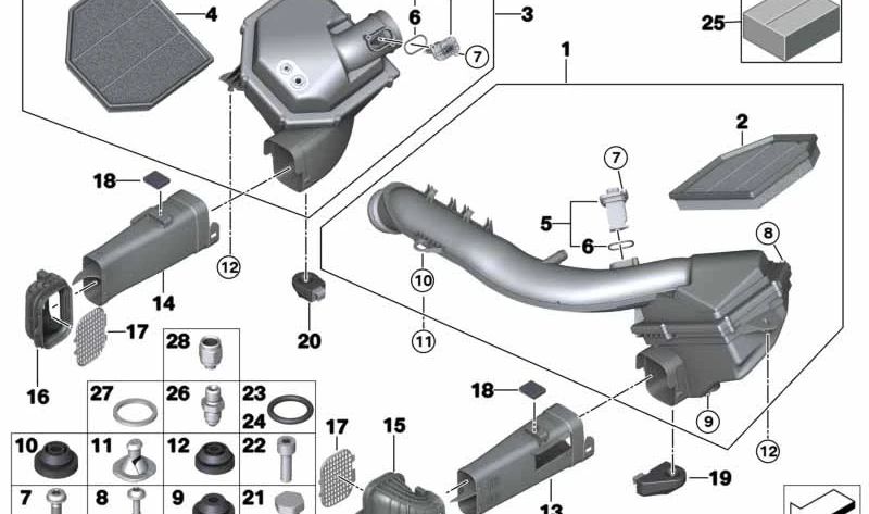 Right intake duct for BMW F80, F82, F83 (OEM 13717846265). Original BMW.