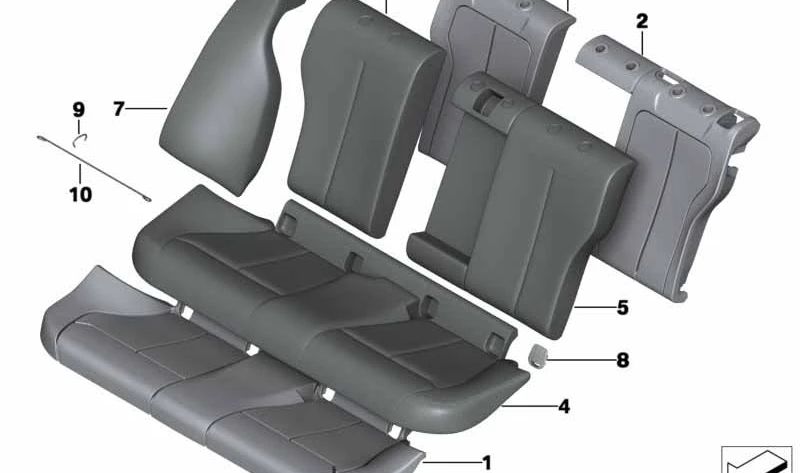 Leather Seat Cover for BMW 3 Series F30, F31 (OEM 52207309756). Original BMW